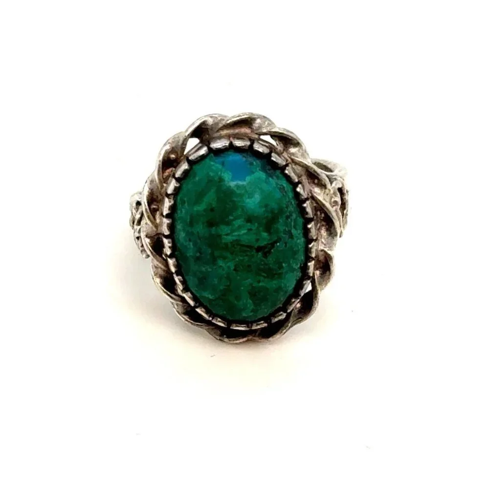 Sterling Silver Chrysocolla Stone‎ Ring